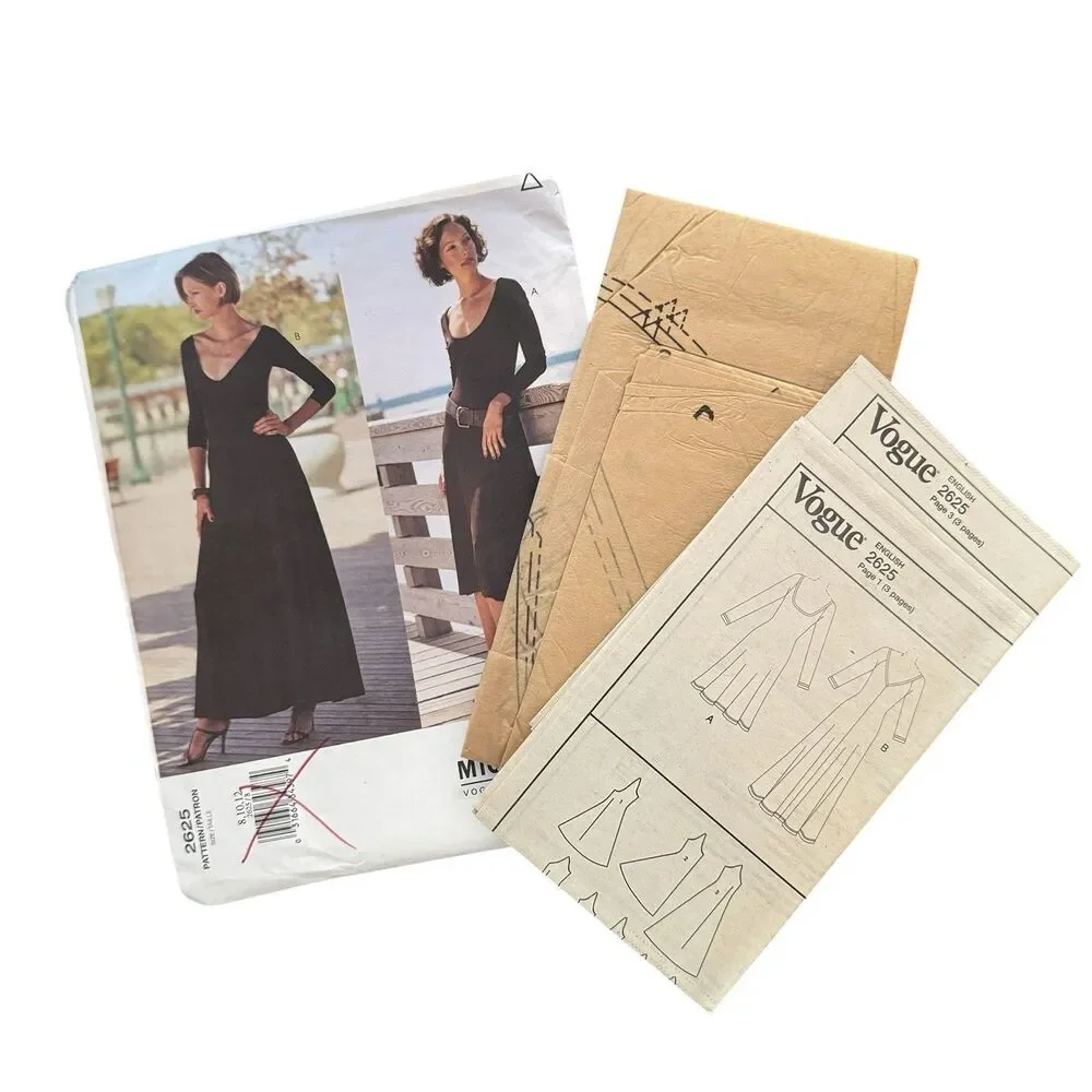Vogue 2625 MICHAEL KORS Sewing Pattern Flared Pullover Maxi Dress Sz 8-12 UNCUT